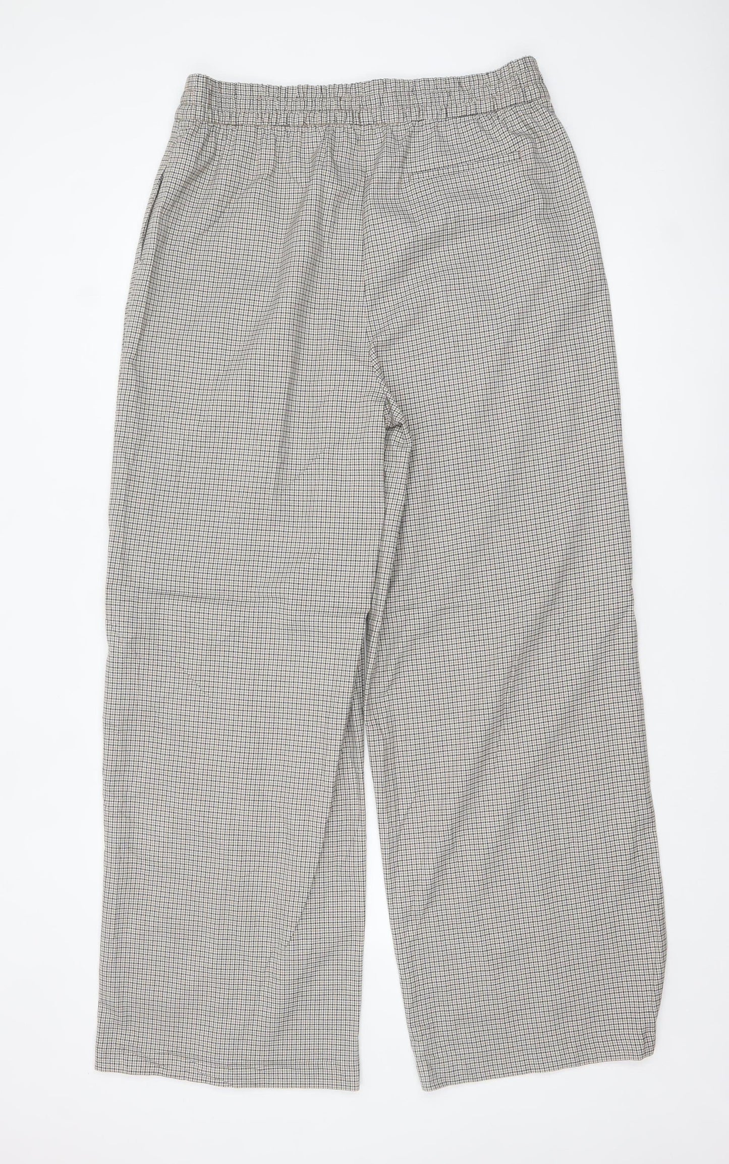 Marks and Spencer Women Beige Check Wide-Leg Trousers Size 16