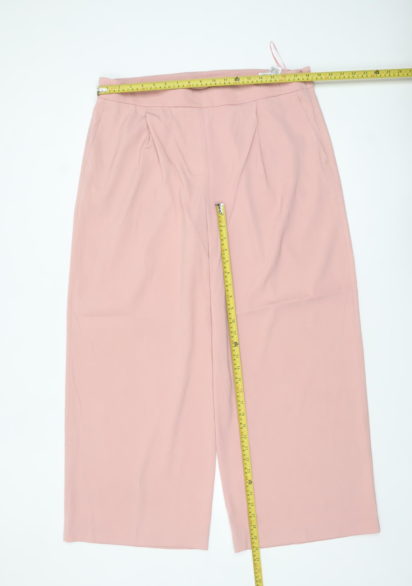 Marks and Spencer Women’s Pink Cropped Wide-Leg Pleated Trousers Size 18
