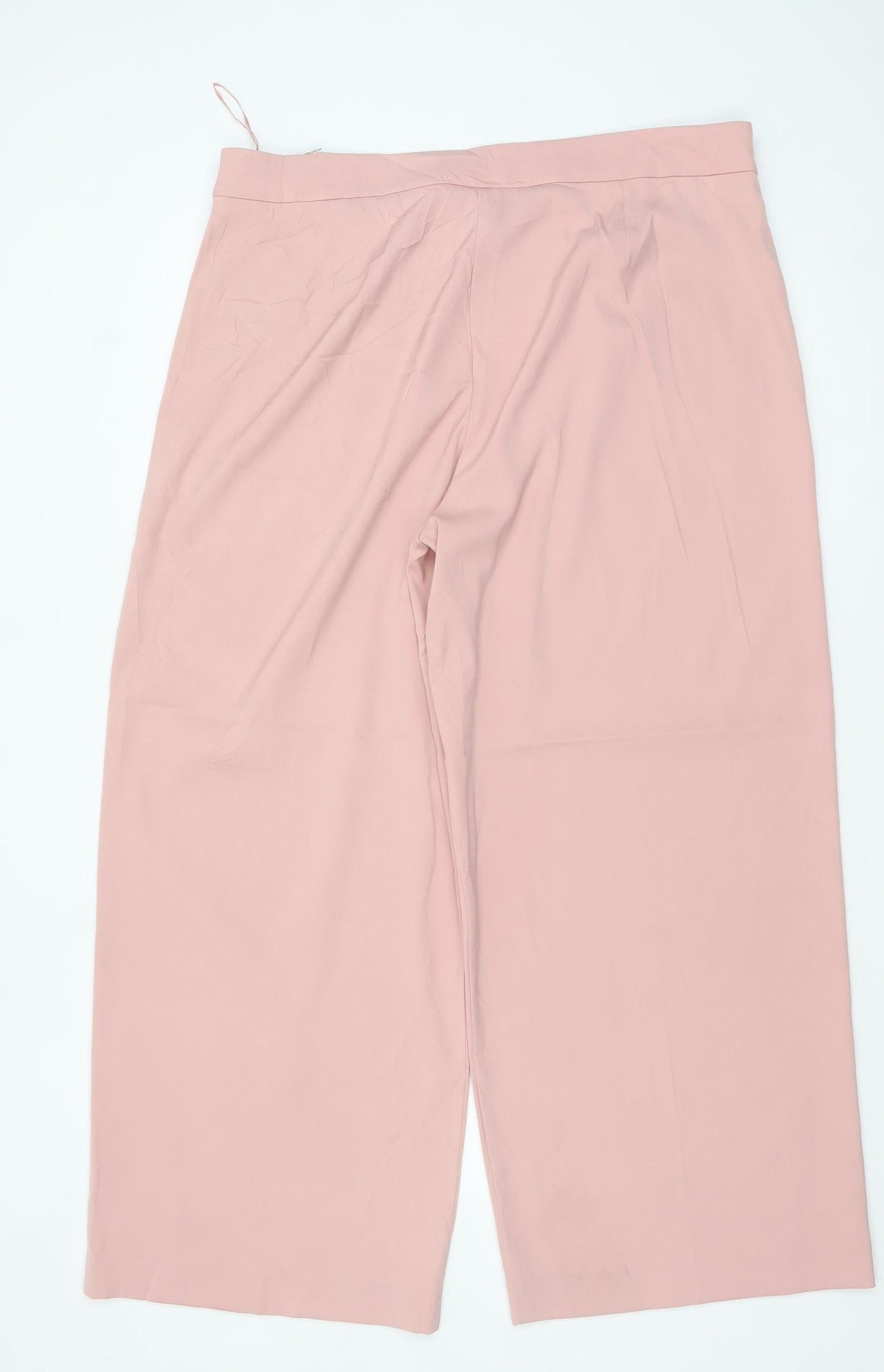 Marks and Spencer Women’s Pink Cropped Wide-Leg Pleated Trousers Size 18