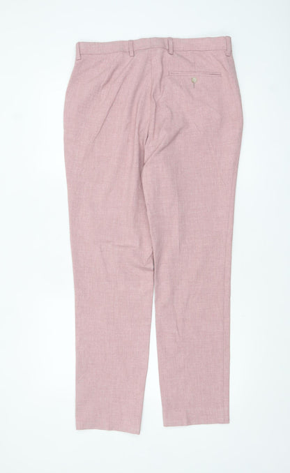 Marks and Spencer Men’s Pink Slim Fit Dress Trousers 32W 31L