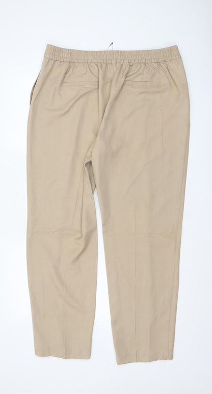 Marks and Spencer Women’s Beige Regular Fit Straight Trousers Size 18