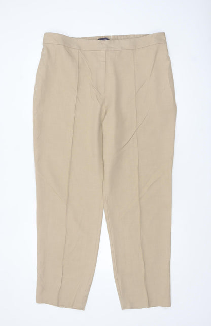 Marks and Spencer Women’s Beige Size 20 Regular Polyester Straight Trousers