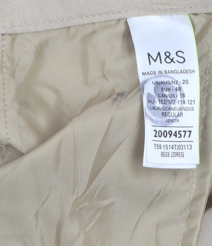 Marks and Spencer Women’s Beige Size 20 Regular Polyester Straight Trousers