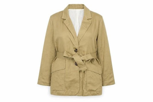 Zara Women’s Beige Linen Blend Belted Blazer XS