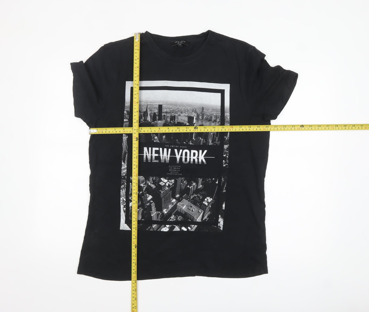 New Look Men Black New York Graphic Print Cotton T-Shirt Size L