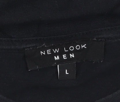 New Look Men Black New York Graphic Print Cotton T-Shirt Size L