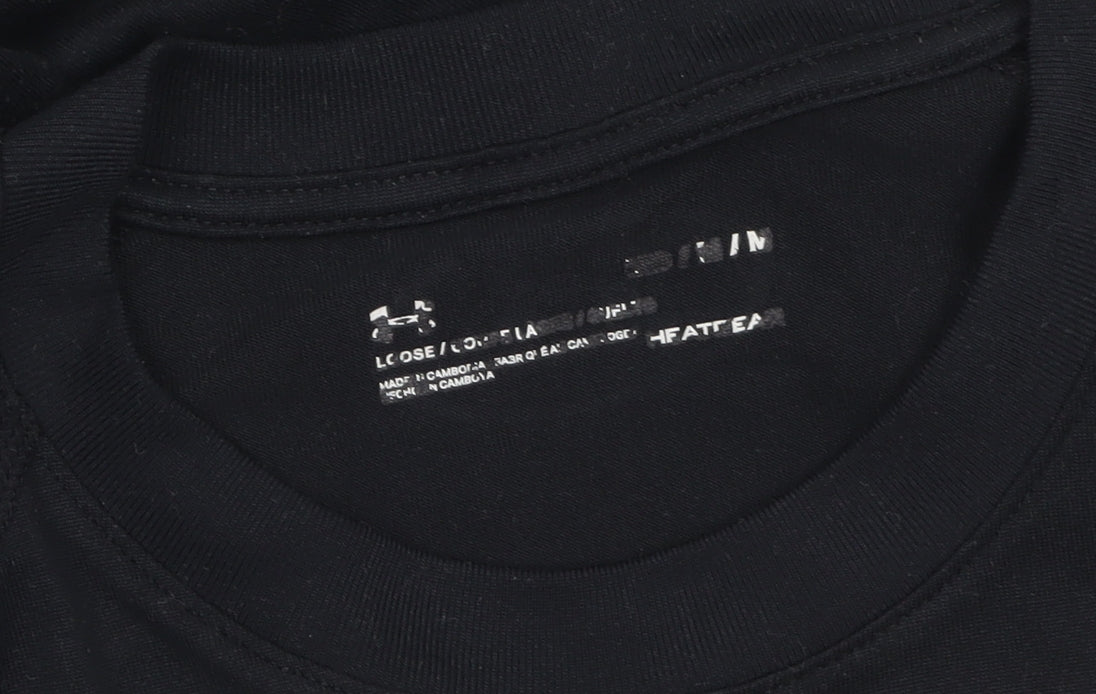 Under Armour Men's Black Short Sleeve T-Shirt Size M Loose Fit Sports Top