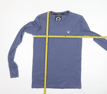 Intense Men Blue Slim Fit Long Sleeve Crew Neck Cotton Top S