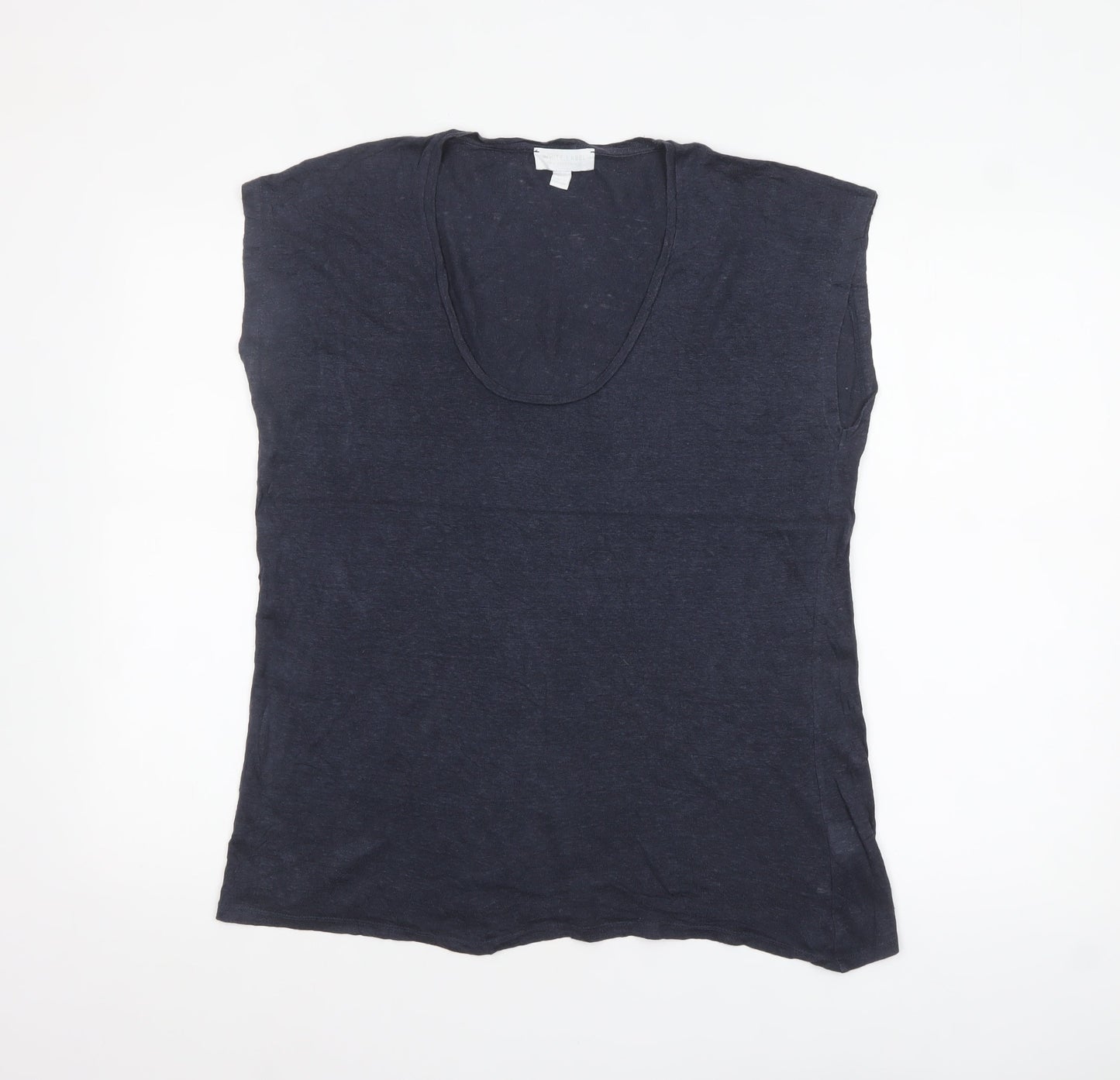 The White Company Women's Blue Linen Sleeveless T-Shirt Size 12
