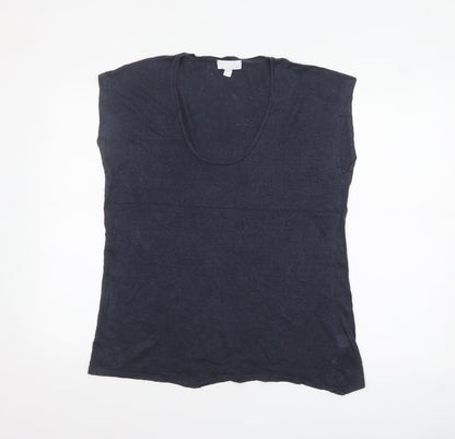 The White Company Women's Blue Linen Sleeveless T-Shirt Size 12