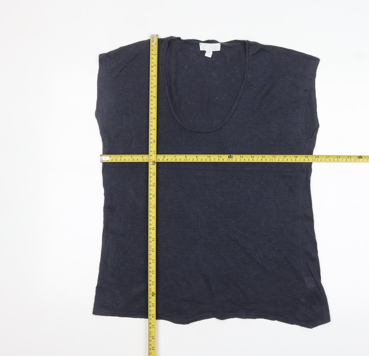 The White Company Women's Blue Linen Sleeveless T-Shirt Size 12