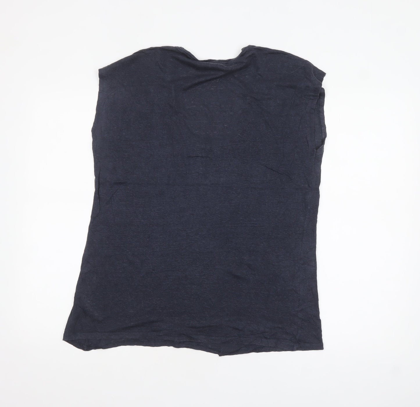 The White Company Women's Blue Linen Sleeveless T-Shirt Size 12