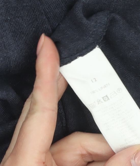 The White Company Women's Blue Linen Sleeveless T-Shirt Size 12