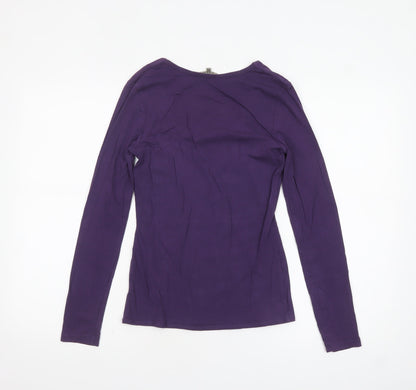Jigsaw Women’s Purple Long Sleeve Scoop Neck Cotton Blend Top XS