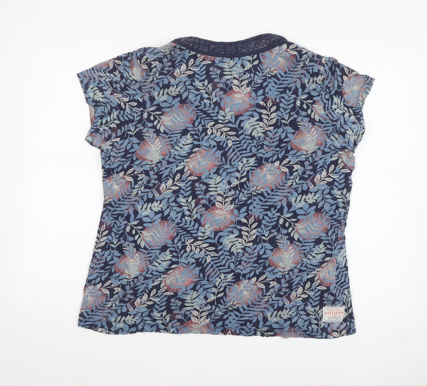 Brakeburn Women's Blue Floral Cotton T-Shirt Size 18