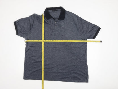Marks and Spencer Men's Blue 2XL Cotton Short Sleeve Polo Shirt
