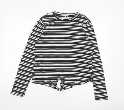Red Herring Womens Black Striped Long Sleeve Jersey T-Shirt Size 14