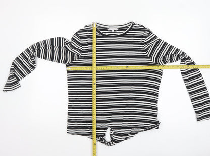 Red Herring Womens Black Striped Long Sleeve Jersey T-Shirt Size 14