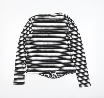 Red Herring Womens Black Striped Long Sleeve Jersey T-Shirt Size 14