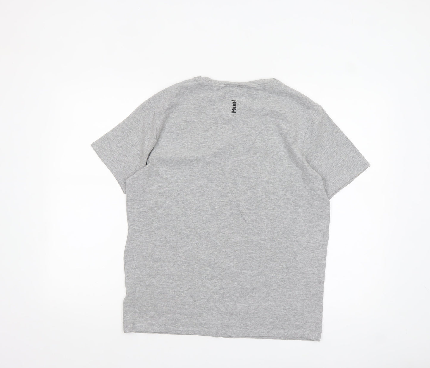 Huel Men's Grey Crew Neck Short Sleeve Cotton T-Shirt Size L