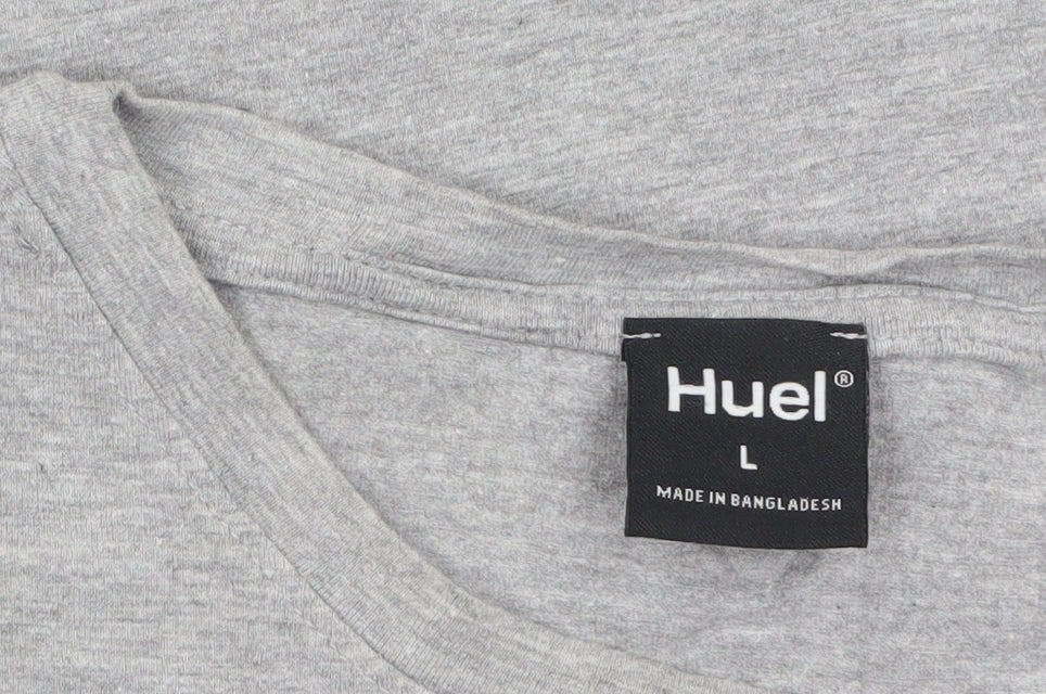 Huel Men's Grey Crew Neck Short Sleeve Cotton T-Shirt Size L