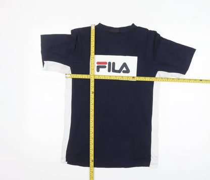 FILA Womens Blue Logo Crew Neck Cotton T-Shirt Size 14