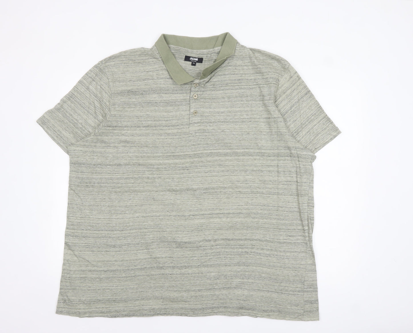 Jacamo Men’s Green 2XL Cotton Striped Polo Shirt