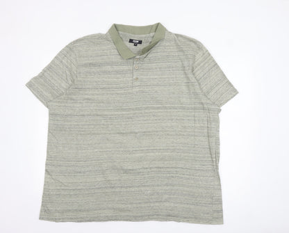 Jacamo Men’s Green 2XL Cotton Striped Polo Shirt