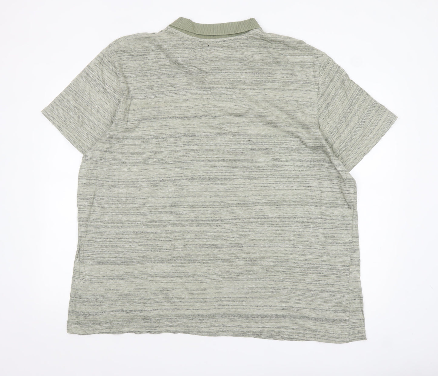Jacamo Men’s Green 2XL Cotton Striped Polo Shirt