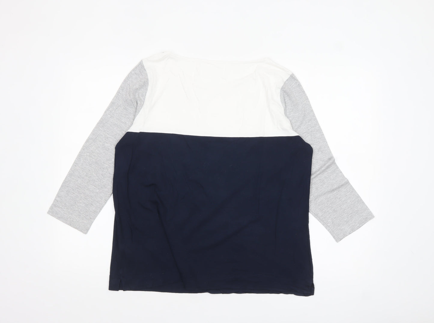Jaeger Womens Multicoloured 3/4 Sleeve Colourblock Top Size L