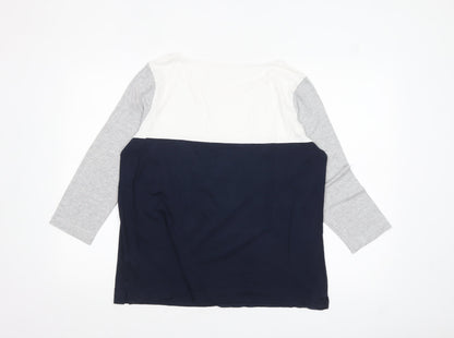 Jaeger Womens Multicoloured 3/4 Sleeve Colourblock Top Size L
