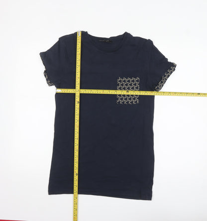 New Look Men Blue XS Cotton Crew Neck Short Sleeve T-Shirt