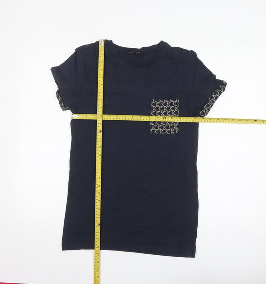 New Look Men Blue XS Cotton Crew Neck Short Sleeve T-Shirt