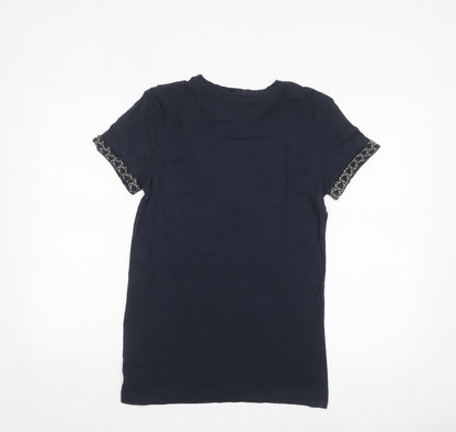 New Look Men Blue XS Cotton Crew Neck Short Sleeve T-Shirt