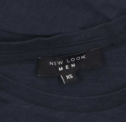 New Look Men Blue XS Cotton Crew Neck Short Sleeve T-Shirt