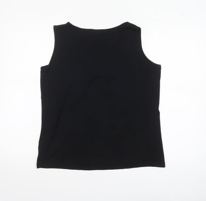 Barbara Lebek Womens Black Studded Scoop Neck Sleeveless Tank Top Size 14