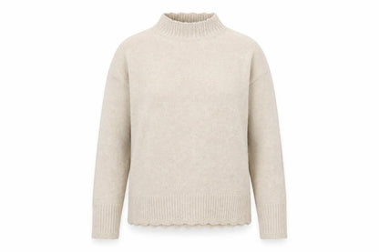 Oasis Women’s Beige Mock Neck Knit Jumper Size S Regular Fit