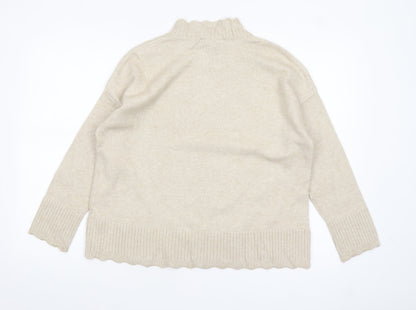 Oasis Women’s Beige Mock Neck Knit Jumper Size S Regular Fit