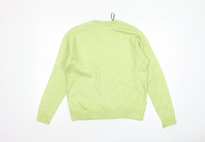 Marks and Spencer Womens Green V-Neck Cable Knit Jumper Size S