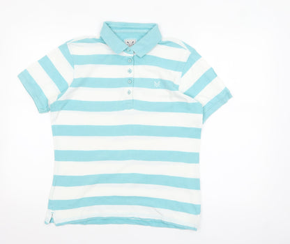 Crew Clothing Co. Women’s Blue White Striped Polo Shirt Size 14