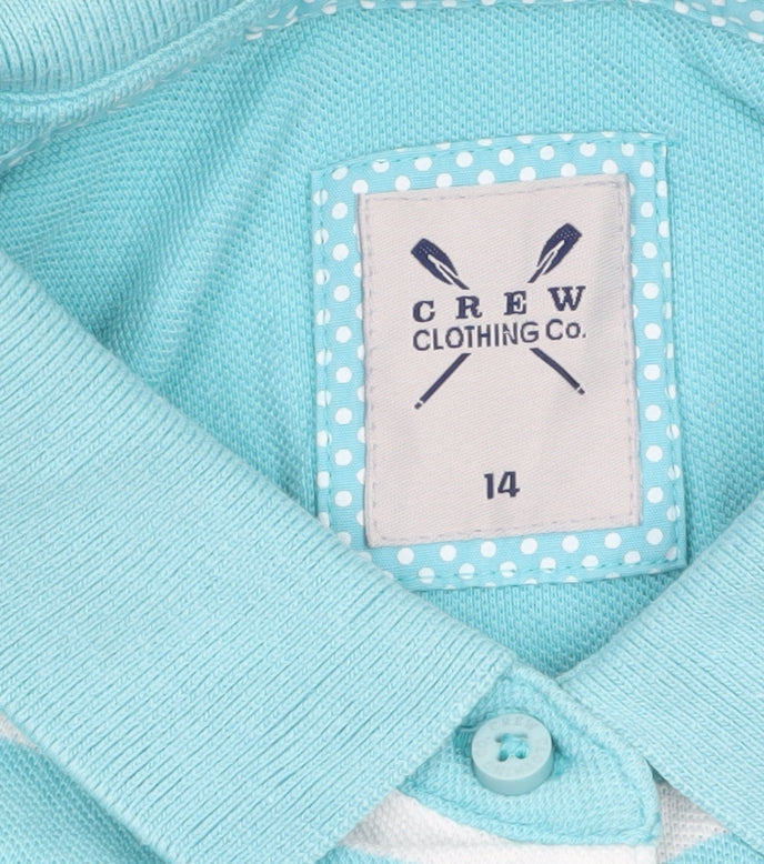 Crew Clothing Co. Women’s Blue White Striped Polo Shirt Size 14