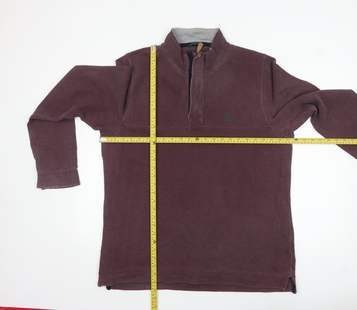 Joseph Turner Men Brown 1/4 Zip Cotton Sweatshirt L
