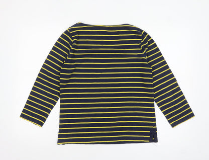 Jaeger Women's Blue Striped Long Sleeve Cotton Nautical Top S