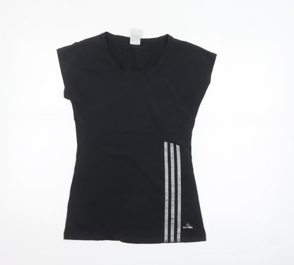 Adidas Women Black Size 10 Slim Fit Climalite Activewear T-Shirt