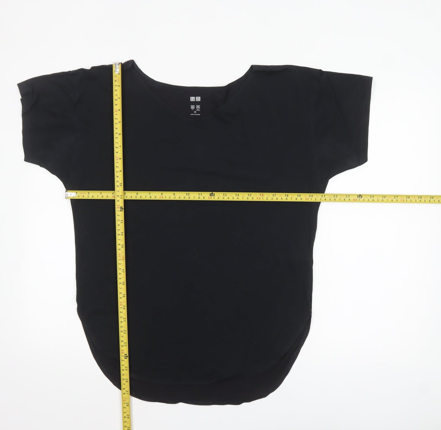 Uniqlo Women Black XS Airism V-Neck Short Sleeve Basic T-Shirt