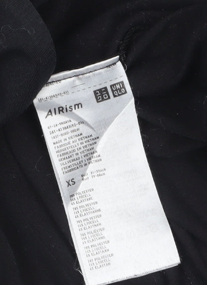 Uniqlo Women Black XS Airism V-Neck Short Sleeve Basic T-Shirt