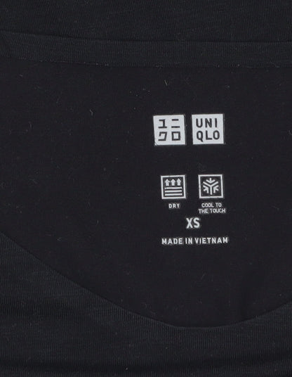 Uniqlo Women Black XS Airism V-Neck Short Sleeve Basic T-Shirt