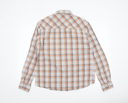 SoulCal Men's Orange Plaid Long Sleeve Cotton Button-Up Shirt Size L