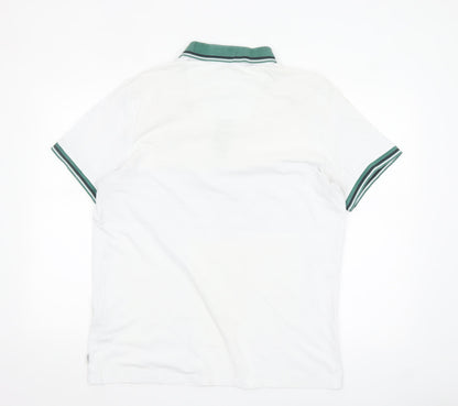 Jack & Jones Men’s White XL Polo Shirt with Green Collar