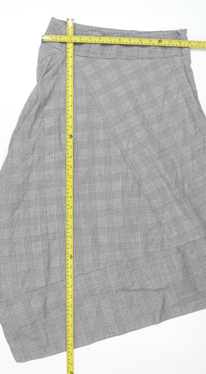 Marks and Spencer Women Grey Check A-Line Midi Skirt Size 10